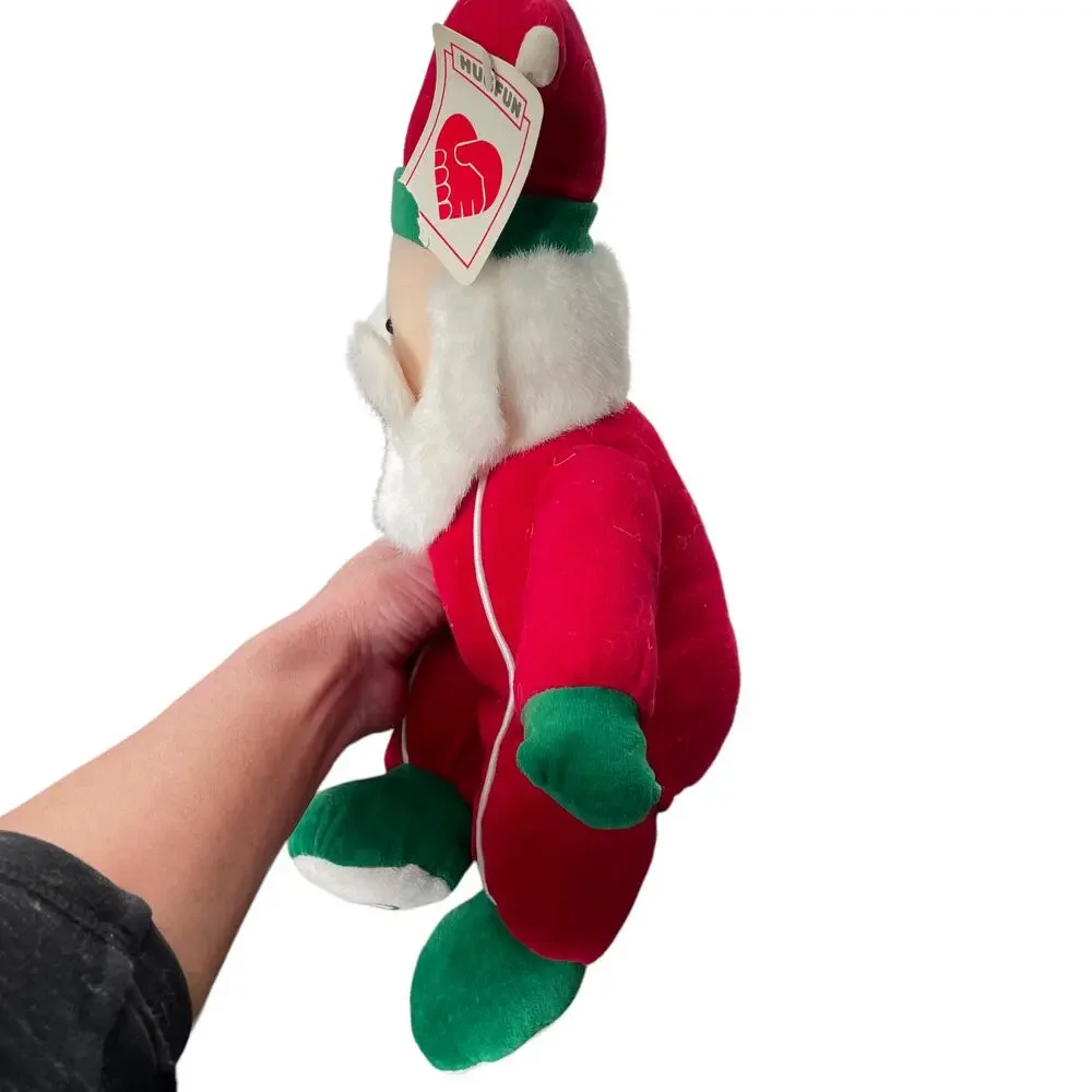 HugFun Santa Claus Plush with Rattle Inside Ho Ho Feet Christmas Vtg TAGS READ